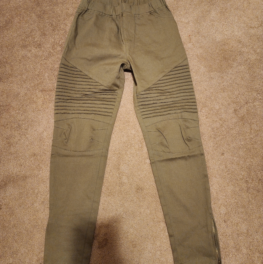 Men/womens Olive Biker Pants